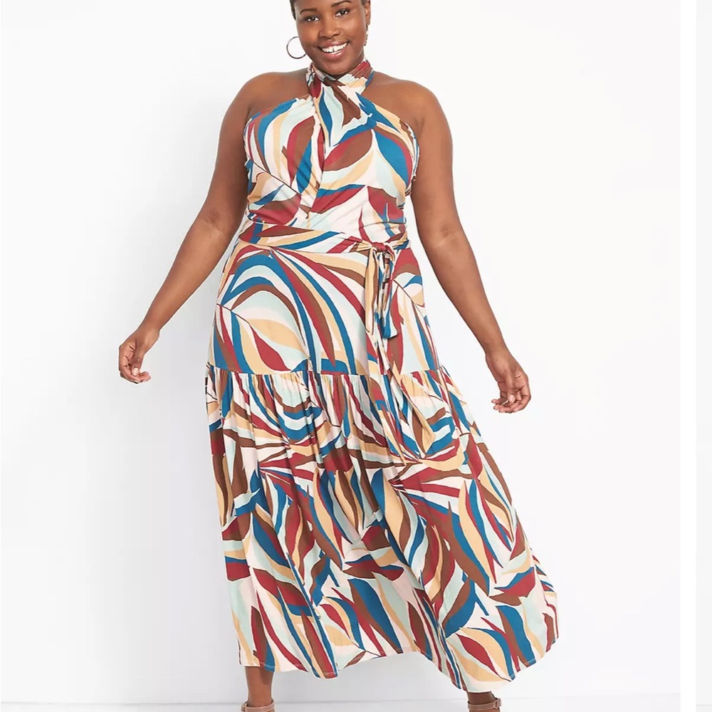 Lane Bryant Colorful Halter Maxi Dress